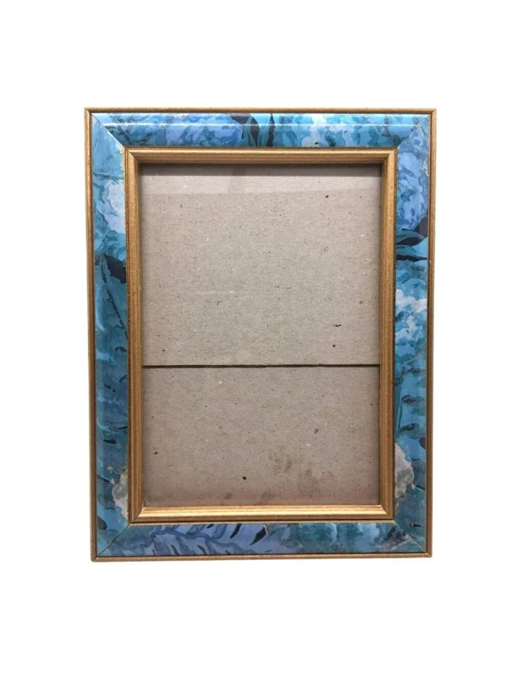 Vintage Blue Swirl Picture Frame With Gold Accents 7